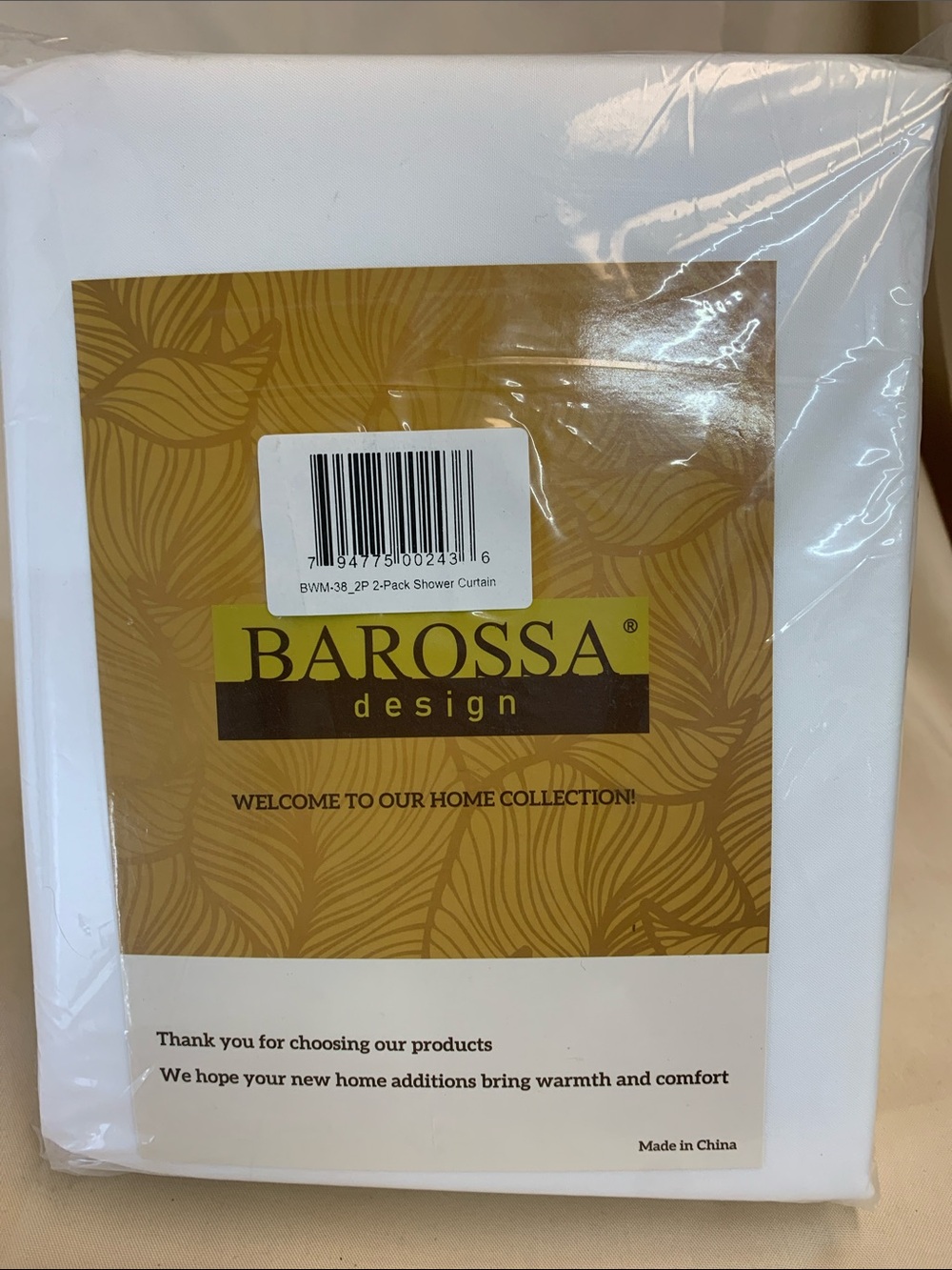BAROSSA Design White Shower Curtain - Simple Solid White
